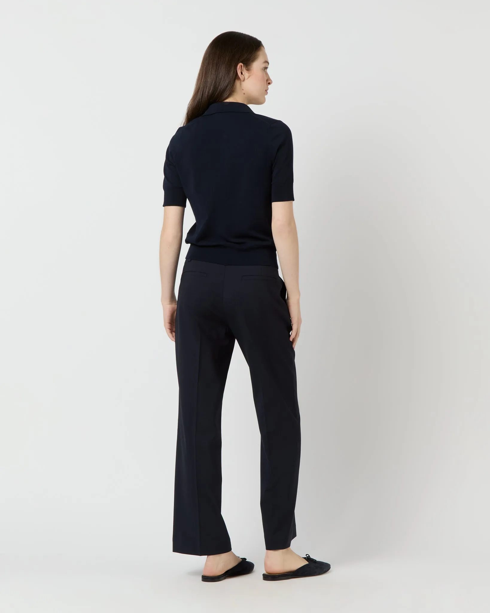 Tasha Polo Sweater in Navy Cotton