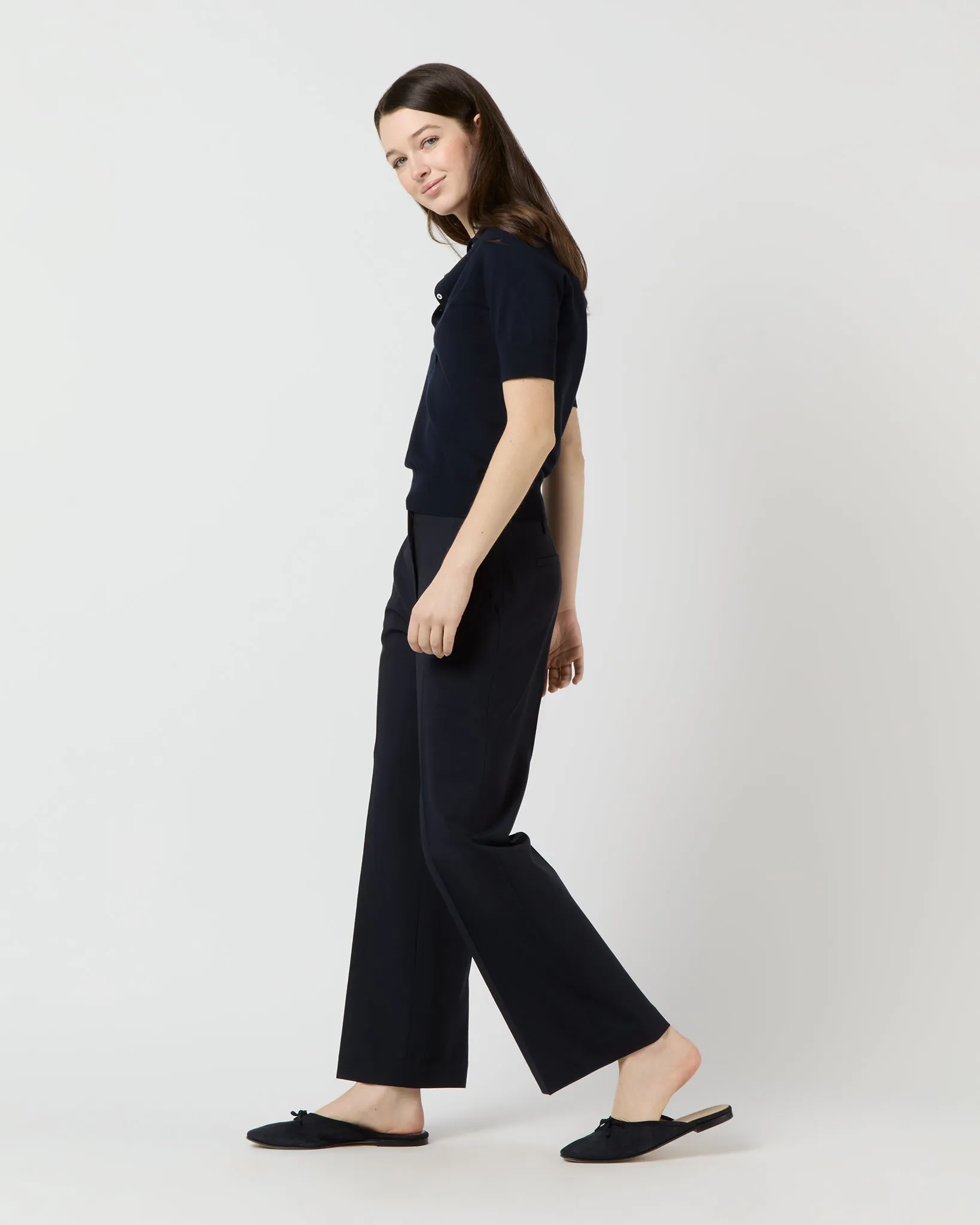 Tasha Polo Sweater in Navy Cotton