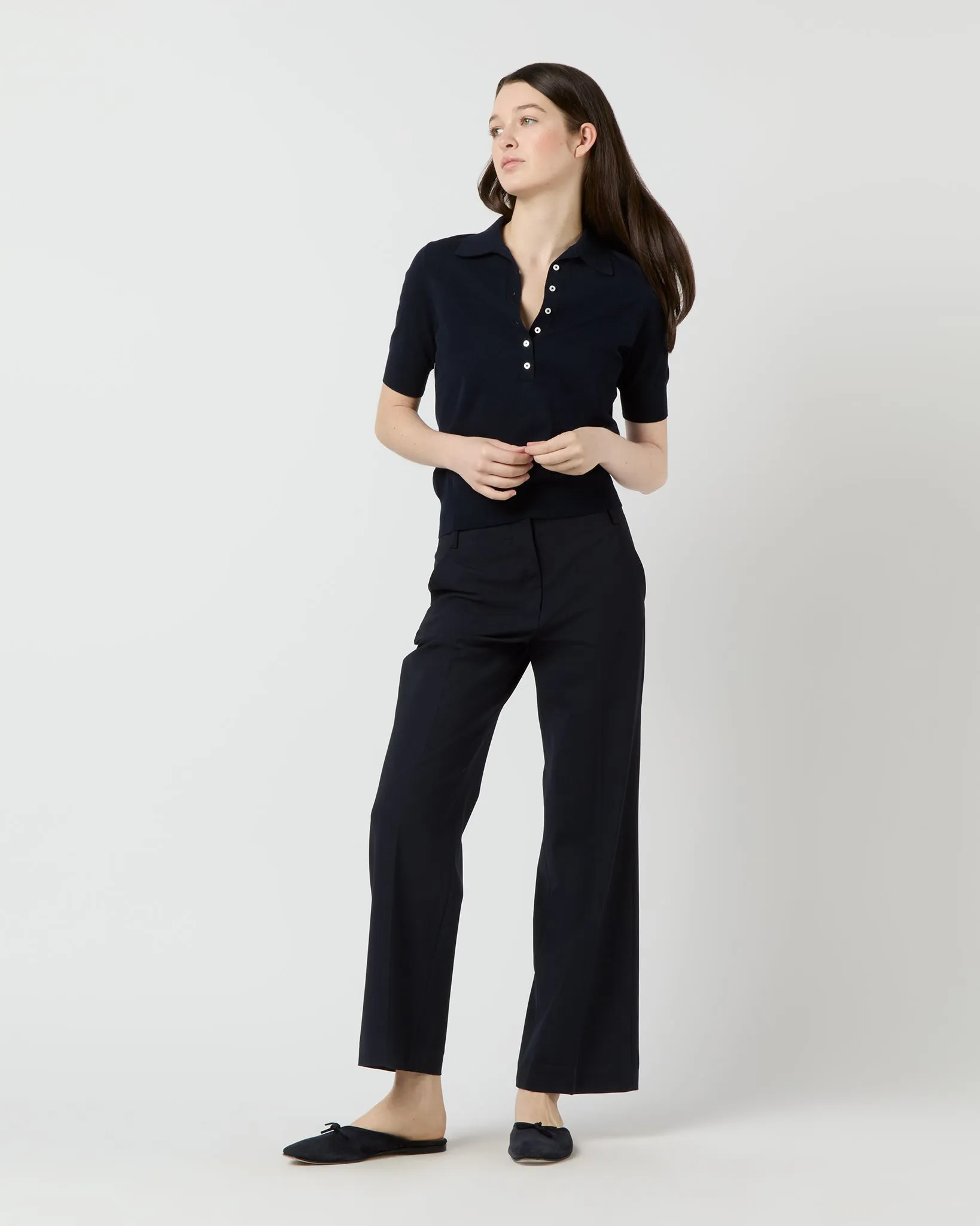 Tasha Polo Sweater in Navy Cotton