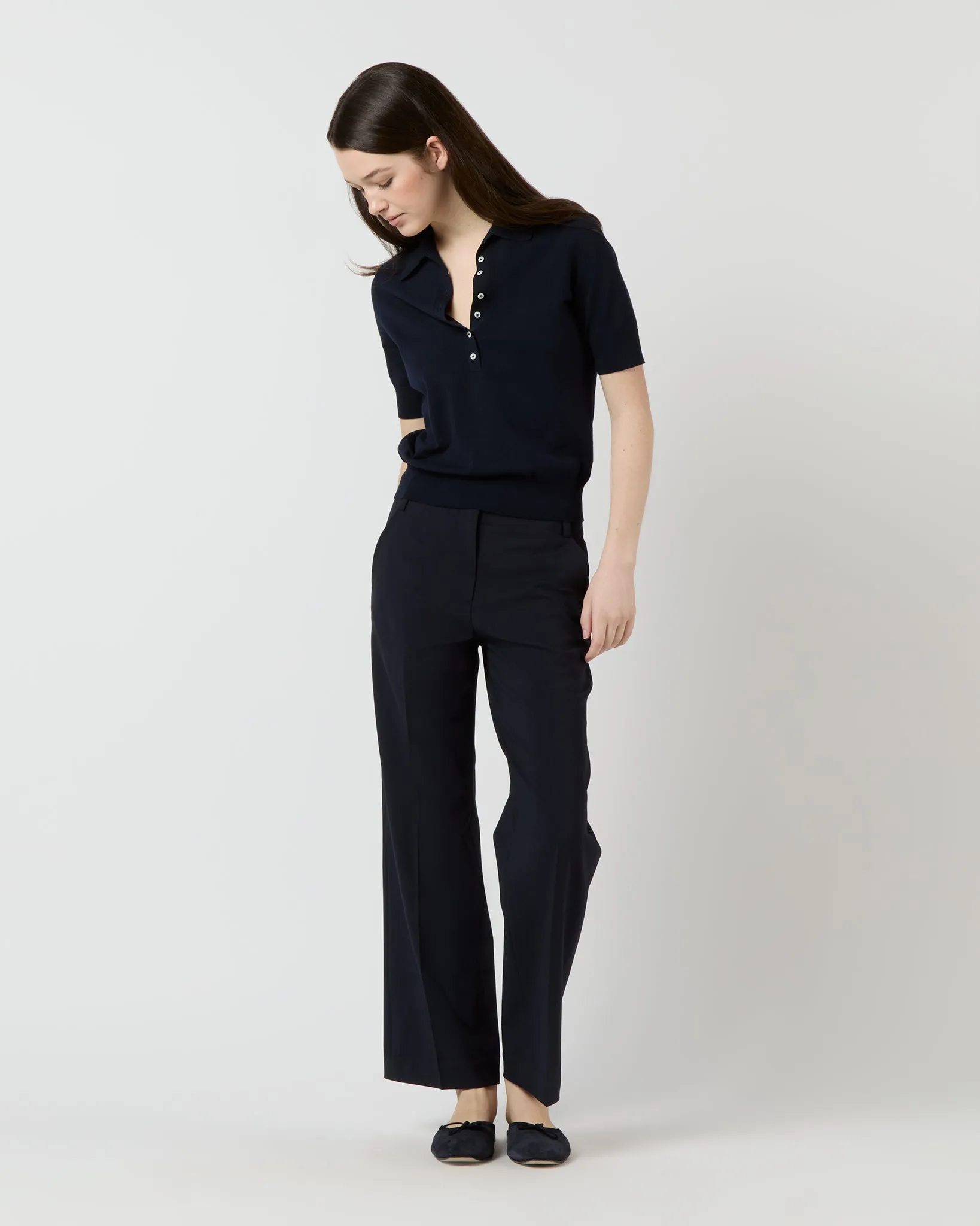 Tasha Polo Sweater in Navy Cotton
