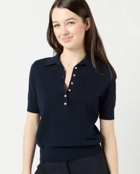 Tasha Polo Sweater in Navy Cotton